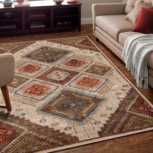 Superior Floral Ariza Runner Rug, 4' x 5' 7", Ivory Brown in Saudi Arabia