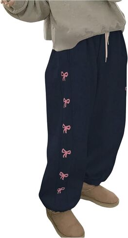 Milumia Women's Bow Print Drawstring Waist Sweatpants with Pockets in Saudi Arabia