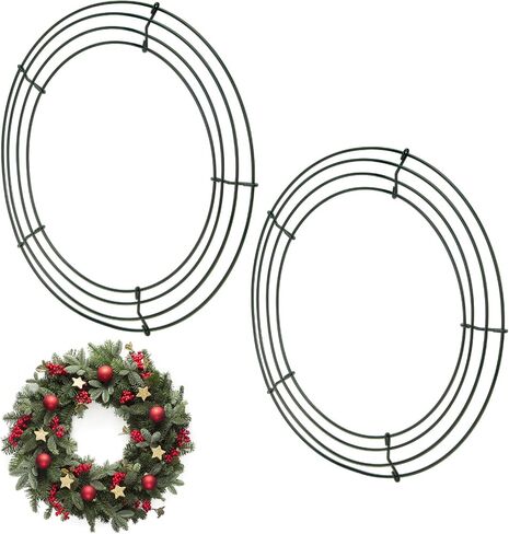 2 PCS Wire Wreath Frames,Metal Wreath Frame,Door Window Frame with Green Wreath,Wreath Forms for Crafts, Wire Wreath Making Rings for Halloween Wedding Garden Home Christmas Decoration(12 Inches) in Saudi Arabia