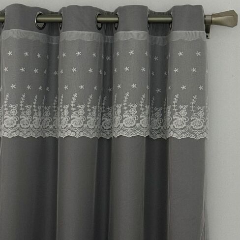 Amidoudou 1 Pair Double Layer Curtains for Living Room Gradient Coral Tree Pattern Embroidered Curtains for Bedroom (Blue Green,54x96 Inch) in Saudi Arabia