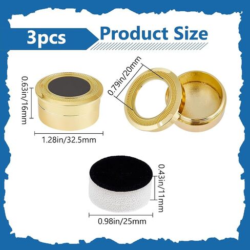 GORGECRAFT 3PCS Small Loose Diamond Display Box Light Gold Mini Round Alloy Gemstone Show Boxes Clear Top Lids Sponge Filled Case Holder Storage Container for Gems Coins Jewelry 1.3x0.6 Inch in Saudi Arabia