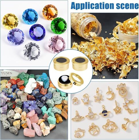 GORGECRAFT 3PCS Small Loose Diamond Display Box Light Gold Mini Round Alloy Gemstone Show Boxes Clear Top Lids Sponge Filled Case Holder Storage Container for Gems Coins Jewelry 1.3x0.6 Inch in Saudi Arabia
