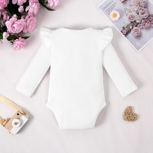 Magic Park Infant Girl Ruffle Sleeve Bodysuit Baby Girls One Piece Romper Toddler Girl Jumpsuit (Off White-2, 18-24 Months) in Saudi Arabia