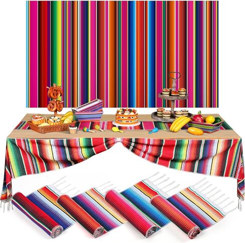5 حزمة يوم الموتى المكسيكي الجدول عداء مجموعة 4 حزمة serape الجدول عداء 14 × 108 بوصة 1 حزمة المكسيكي فييستا خلفية كشك ل سينكو دي مايو حزب الجدول عداء المكسيكي فييستا حزب الديكور in Kuwait