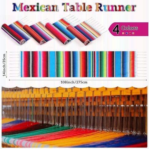 5 حزمة يوم الموتى المكسيكي الجدول عداء مجموعة 4 حزمة serape الجدول عداء 14 × 108 بوصة 1 حزمة المكسيكي فييستا خلفية كشك ل سينكو دي مايو حزب الجدول عداء المكسيكي فييستا حزب الديكور in Kuwait