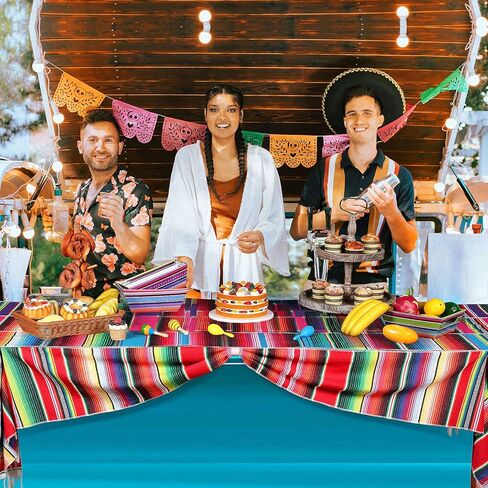 5 حزمة يوم الموتى المكسيكي الجدول عداء مجموعة 4 حزمة serape الجدول عداء 14 × 108 بوصة 1 حزمة المكسيكي فييستا خلفية كشك ل سينكو دي مايو حزب الجدول عداء المكسيكي فييستا حزب الديكور in Kuwait