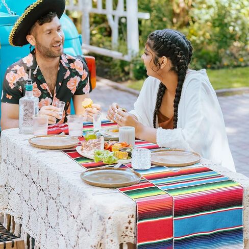 5 حزمة يوم الموتى المكسيكي الجدول عداء مجموعة 4 حزمة serape الجدول عداء 14 × 108 بوصة 1 حزمة المكسيكي فييستا خلفية كشك ل سينكو دي مايو حزب الجدول عداء المكسيكي فييستا حزب الديكور in Kuwait