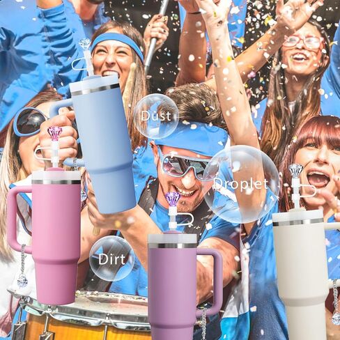 8 قطع من قطع الماس من القش لكأس ستانلي 30 و40 أونصة من الكريستال اللامع ملحقات كأس ستانلي اللطيفة من السيليكون غطاء من القش 10 مم لزجاجة المياه وغطاء من القش وغطاء بهلوان وإكسسوارات قابلة لإعادة الاستخدام in Kuwait