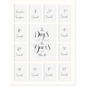 School Picture Frame Pre-K to 12 Photo Black Mat(No Frame) School Sign First Day and Last Day - Kindergarten to 12th Grade High - (15Photos，11×14)（15black