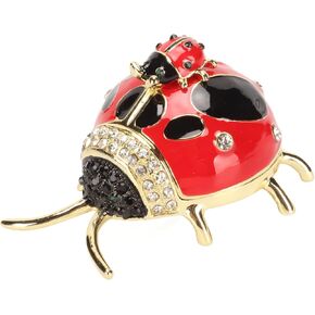 Figurine Trinket Box, Hinged Crystals Jeweled Small Cute Animal Jewelry Boxes Collectible, Red Figurines Collectibles Trinket Box