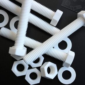 10x White Hexagon Head Screws Polypropylene (PP) Plastic Nuts and Bolts, Washers, M10 x 75mm, Fastener, Hex Head, Water Resistant, Anti-Corrosion, Chemical Resistant, 25/64 x 2 61/64