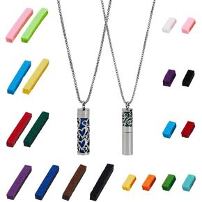 SUPERFINDINGS 2 Styles Essential Oil Necklace Diffuser Stainless Steel Oil Pendant with 20Pcs Felt Pads Changeable Perfume Pads Aromatherapy Bottle Necklaces Jewelry Gift Set for Woman Men