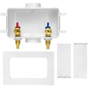 Washing Machine Outlet Box, Center Drain, 1/2 Inch Pex Crimp Inlet x 3/4 Inch MHT Outlet Connection, Laundry Washer Valve Outlet Box