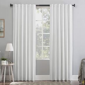 Sun Zero Hampshire Velvet Noise Reducing Thermal Extreme Total Blackout Back Tab Curtain Panel, 50" x 96", Pearl
