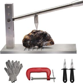 Oyster Shucker Tool Set, Adjustable Oyster Clam Opener Machine with 304 Stainless Steel Grillable Oyster Shucker Machine Set Including Knives, Glove and g-Clip