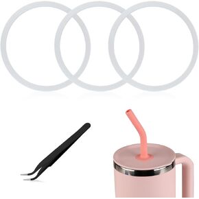 3pcs Water Bottle Gasket with Tweezers, Water Bottle Seal Ring Replacement Gasket Replacement Parts for Hydro Flask Travel Tumble 32/40OZ (White)