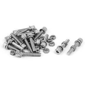 uxcell M5 x 30mm 304 Stainless Steel Hex Socket Head Cap Screws Nuts w Washers 15 Sets