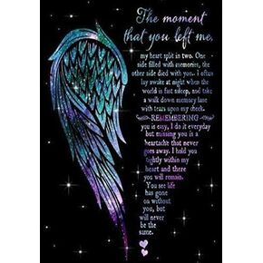 Angel Wings The Moment That You Left Me My Heart Split in Two Metal Sign Vintage Retro Rustic Pub Wall Decor Art Room Decor Valentines Day Decor 8x12 inch