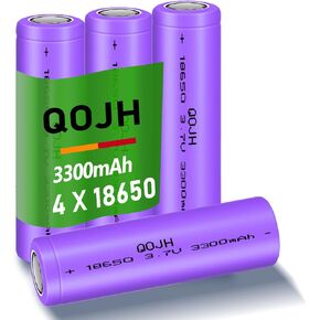 RAFZCCF 18650 Rechargeable Battery 3.7V Flat top Lithium Rechargeable Batteries for Headlamp, LED Flashlight, 2Pack