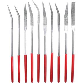10PCS Diamond File Set – 3x140mm Curved Shaped Needle Files for Precision Metalworking, Woodworking, Jewelry, and Crafting