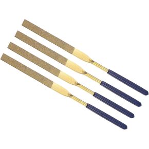 Diamond Coated Needle File, | 4.5mm Shank 180mm Length|, Titanium Coated Flat Files Sharpening Tool - (Applications: for Metal Glass Stone), 4-Pieces
