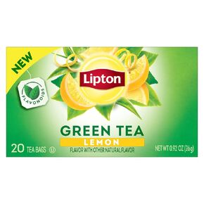 Lipton Lemon Green Tea Bags, Flavored, Unsweetened Teabags for Hot Tea or Iced Tea with Caffeine and Flavonoids, 120 Total Tea Bags (20ct - Pack of 6)