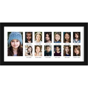 إطار صورة مقاس 12x16 للسنة الدراسية K-12 يعرض صورة واحدة مقاس 5x7 واثنتي عشرة صورة مقاس 2.5x3.5 صورة مجمعة للتخرج على الحائط إطار صورة مدرسية معلق على الحائط باللون الأسود