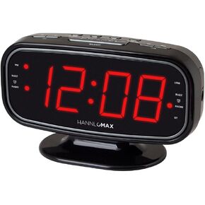 HANNLOMAX HX-153CR PLL AM/FM Radio Alarm Clock, 1.8" LED Display, Bluetooth, Auto Time Sync with Bluetooth, USB Port and SD Card Slot for MP3 Playback, Hi-Lo Dimmer Control, AC Operation only (Black)