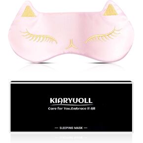 Cat Silky Sleep Mask, 2 Count (Pack of 1) Silky Fabric with Nose Bridge Design and Adjustable Strap for Sleeping, Light Blocking Gifts