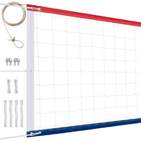 XXXYYY Professional Volleyball Net Outdoor Heavy Duty, Upgraded Weather Resistance, Lengthened Stainless Steel Cable, Thicker Sides Tapes, for Indoor Outdoor Sports- White, 32x3FT (Net Only)