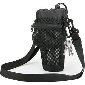 Cosmos Water Tumbler Carrier Holder Bag Insulated Bottle Mug Mesh Carry Pouch Fits for Hydro Flask & Compatible with YETI 20-30 Oz Water Tumbler for Travel Hiking Walking, with Pocket and Sling Strap