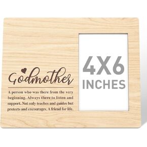 Godmother Gift Wood Photo Frame, a Female Guardian and an Angel on Earth, Christmas Birthday Baptism Christening Picture Frame Gifts for Godmother from Goddaughter Godson Best Godmother Ever Gift