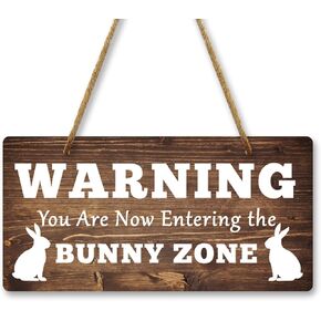 Decor Rabbit Sign Bunny Decor 10x5 Inch Warning Sign You are now entering the bunny zone Hanging Decorations for the Home Yard Wall Hanging Plaque For Pet Owners Easter Sign Double Sided Sign