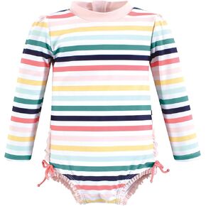 Hudson Baby Baby Girl's Rashguard Toddler Swimsuit, Sunset Stripe, 6-9 Months