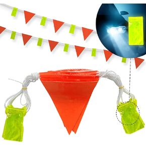 Pennant Banner Flags with Reflective Tags | OSHA 500lb Rated | Strand Fade Resistant 【37FT】