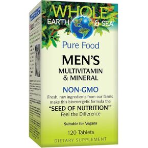 Natural Factors Whole Earth & Sea Men's Multivitamin & Mineral, 1 Serving Contains Nutrition Equivalent to ½ lb of Veggies, 120 Tablets