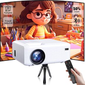 2024 upgraded version mini projector with WiFi, Bluetooth 12000 lumens, 4K, 1080P Full HD portable outdoor projector compatible with iOS Android PC TV stick HDMI USB