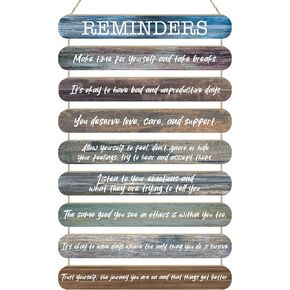MONALET Mental Health Wall Art Decor for Classroom Therapy Counseling Office Girls Bedroom, Rustic Inspirational Motivational Hanging Wood Signs Decorations, Positive Farmhouse Wooden Plaque, 12x19in