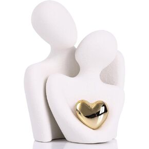 زوجين Knick Knacks، تمثال سيراميك للزوجين الصغيرين في الحب، ديكور خزانة تلفزيون غرفة المعيشة، ديكور غرفة نوم الزوجين، عيد الحب، منحوتات صغيرة للرف (4.72 بوصة أبيض)