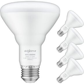 SHINESTAR 4-Pack BR30 LED Bulb, 65W Equivalent, Recessed Light Bulbs, 5000K Daylight White, Dimmable, 650LM, E26 Base