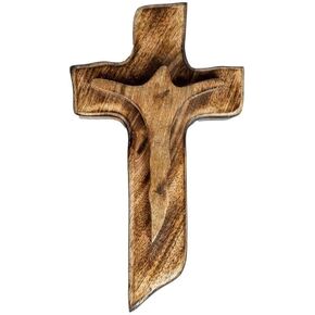 SimbaKart Christian Wooden Wall Cross, Handmade Cut Work Design, Hanging Wall Crucifix with Hand Carvings, Hanging Cross for Wall Decor, Church Hanging Ornament, Living Room Home Decor