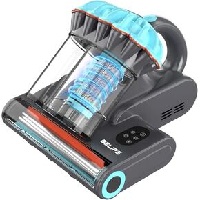 مكنسة كهربائية للمرتبة Belife M8، مكنسة كهربائية للسرير مضادة للحساسية مع الأشعة فوق البنفسجية والهواء الساخن والتدفئة العالية، 550 وات 18 كيلو باسكال، مكنسة كهربائية محمولة بكوب مزدوج للغبار المنزلي وشعر الحيوانات الأليفة، سلكية (أزرق) in Kuwait