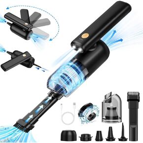 9000Pa Handheld Vacuum Cleaner with LED Light 180° Foldable Multifunctional Vacuum Cleaner for Blowing Vacuuming Pumping Strong Suction Rechargeable Mini Vacuums for Car Home Office
