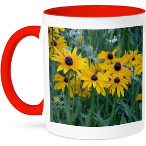 3dRose eyed Susans in the Garden Two Tone Black Mug, 11 oz, Multicolor