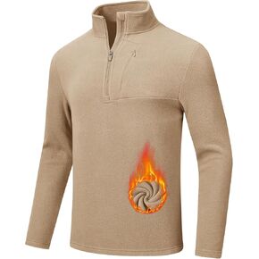 MoFiz Men's Long Sleeve Golf Shirts Quarter Zip Pullover Premium Fleece Lined Heather Midweight 1/4 Half Zip Sweatshirts