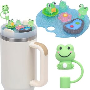 JUNIQUTE Compatible with Stanley Cup Lid Accessories Charms, Charms for Stanley Cups H2.0 Accessories 30oz 40oz with Silicone Straw Cover Cap for Tumblers
