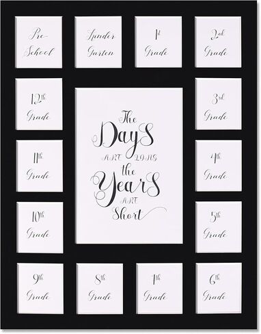 School Picture Frame Pre-K to 12 Photo Black Mat(No Frame) School Sign First Day and Last Day - Kindergarten to 12th Grade High - (15Photos，11×14)（15black in Saudi Arabia