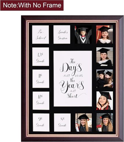 School Picture Frame Pre-K to 12 Photo Black Mat(No Frame) School Sign First Day and Last Day - Kindergarten to 12th Grade High - (15Photos，11×14)（15black in Saudi Arabia
