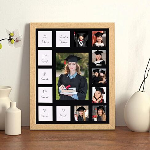 School Picture Frame Pre-K to 12 Photo Black Mat(No Frame) School Sign First Day and Last Day - Kindergarten to 12th Grade High - (15Photos，11×14)（15black in Saudi Arabia