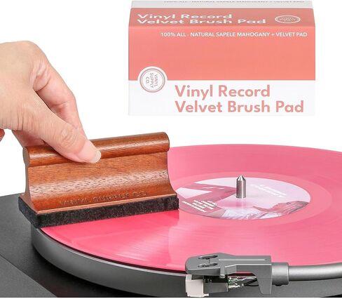 Vinyl Supply Co. Ultimate Record Cleaning Kit - 100% All-Natural Sapele Mahogany Wood 3-in-1 Brush Set - G.O.A.T. Hair Brush, Velvet Brush Pad, & Stylus Brush Cleaner in Kuwait